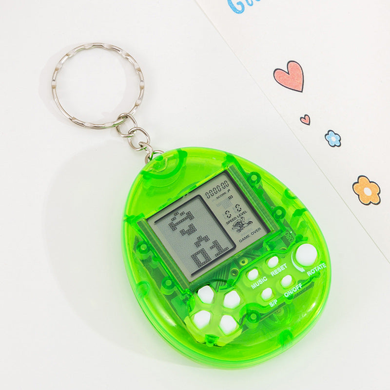 creative round keychain tetris mini game console toy handheld electronic game console charm