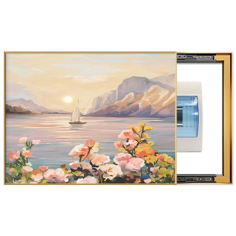 Nordic meter box decorative painting sunrise scenery restaurant background mural decoration blocking distribution switch electric box hanging painting