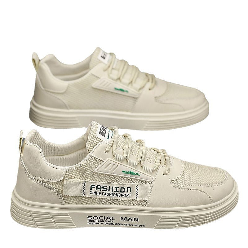 Winter men's lightweight mesh sneakers - breathable, anti-odor, casual white sneakers with soft soles