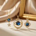 European and american cross-border hot-selling copper inlaid zirconium full diamond planet necklace for women, light luxury niche style, non-fading clavicle chain jewelry