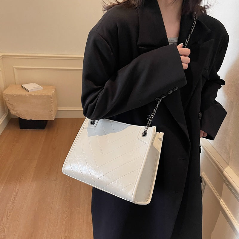 Casual style daily messenger bag tote chain bag women's bag 2025 new large-capacity sewing line shoulder bag