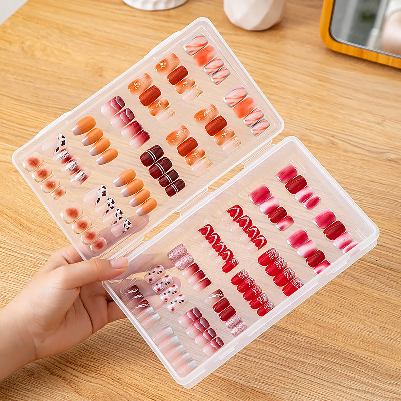 Desktop Flip Nail Art Jewelry Storage Box Plastic Transparent Large Flat Accessories Nail Art Wear Nail Storage Box
