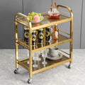 Heavy-duty three-tier stainless steel serving cart - ideal for hotel & restaurant food delivery and dish collection - in stock