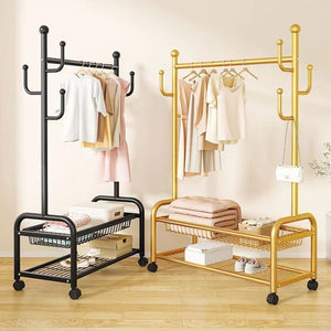 Scandinavian simple clothes drying rack indoor bedroom thickenedmovable floor-standing clothes rack clothes rack floor-standing