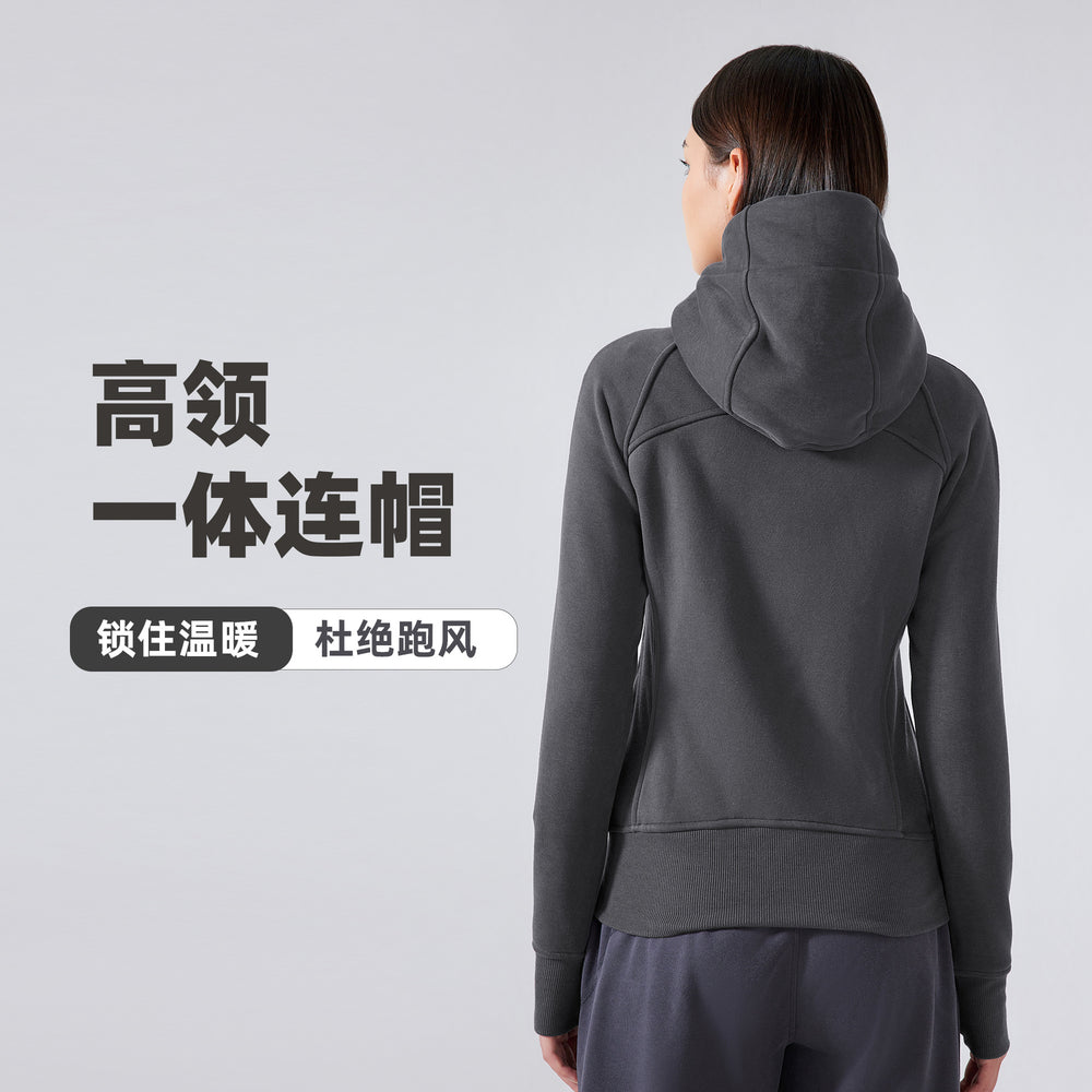 Sca new thickened warm hooded jacket women's outdoor fitness sweatshirt yoga jacket sports top dj028