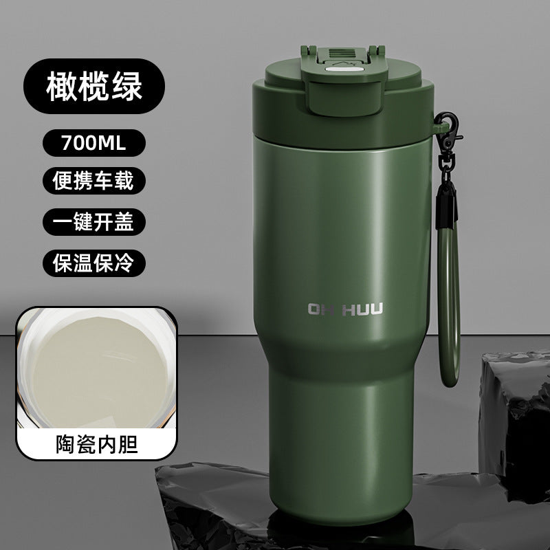 316 big mac thermos cup large capacity water cup cold ice cup stainless steel liner double drinking straw cup personalized