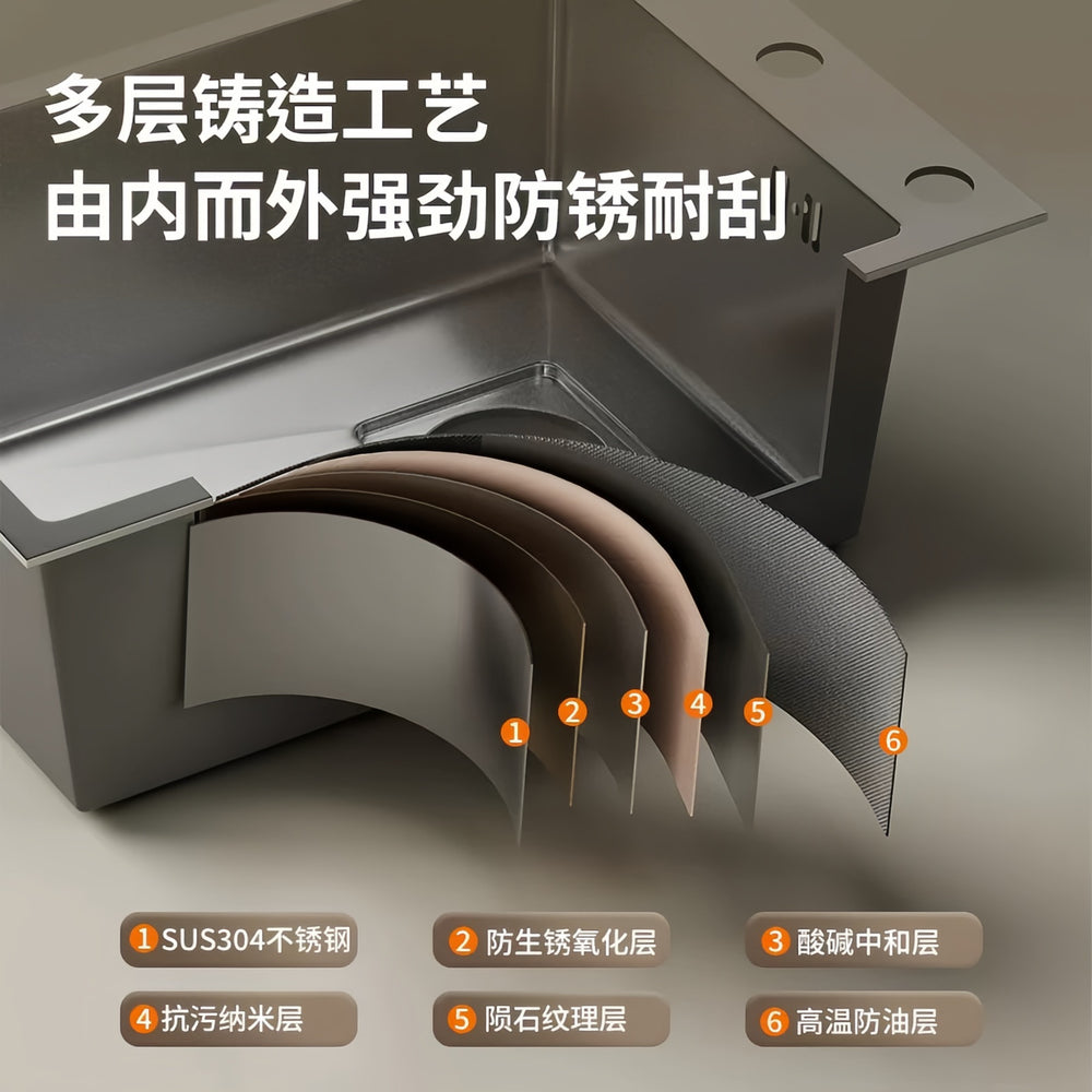 Side kitchen sink small single slot thickened 304 stainless steel vegetable basin dishwashing sink water bar island balcony pool