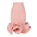 Women's mermaid elastic high waist pink asymmetrical ruffle skirt elegant party dress
