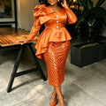 Autumn new arrivals: chic church dress set - elegant sequin & satin irregular ruffle two-piece outfit