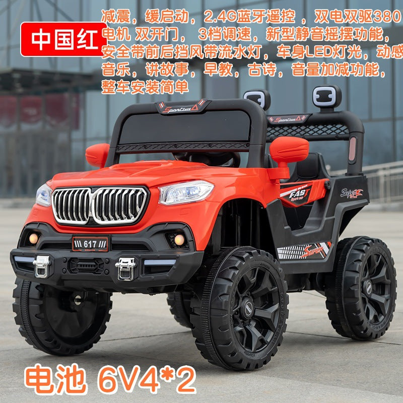 Manufacturer wholesale four-wheel drive toy car can sit double seat remote control off-road stroller, children's electric vehicle four-wheeled car