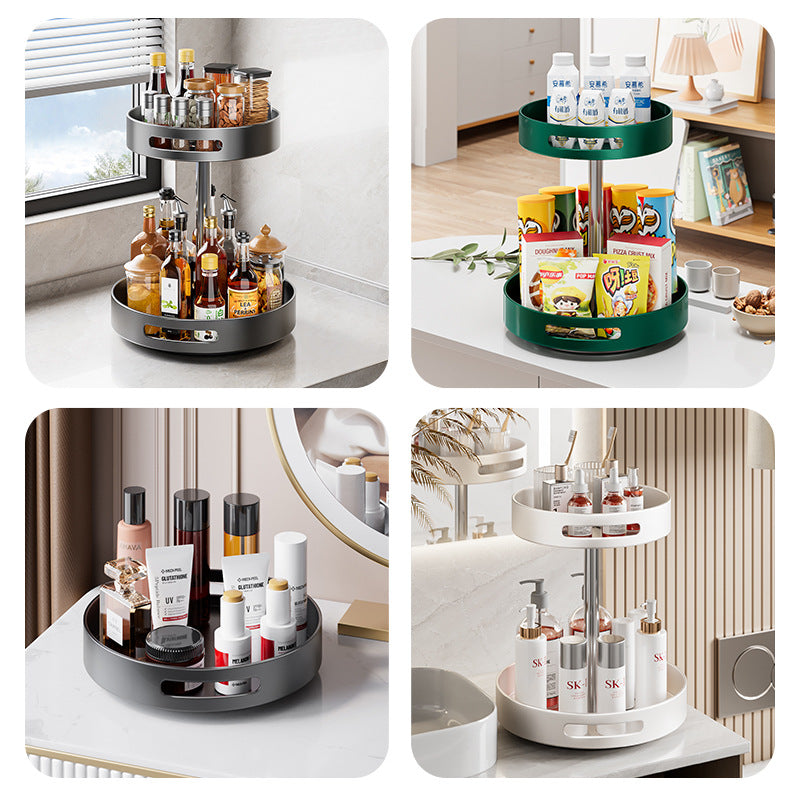 Stainless steel seasoning rack 360 ° rotation convenient rack countertop thickened stainless steel double-layer multi-functional storage