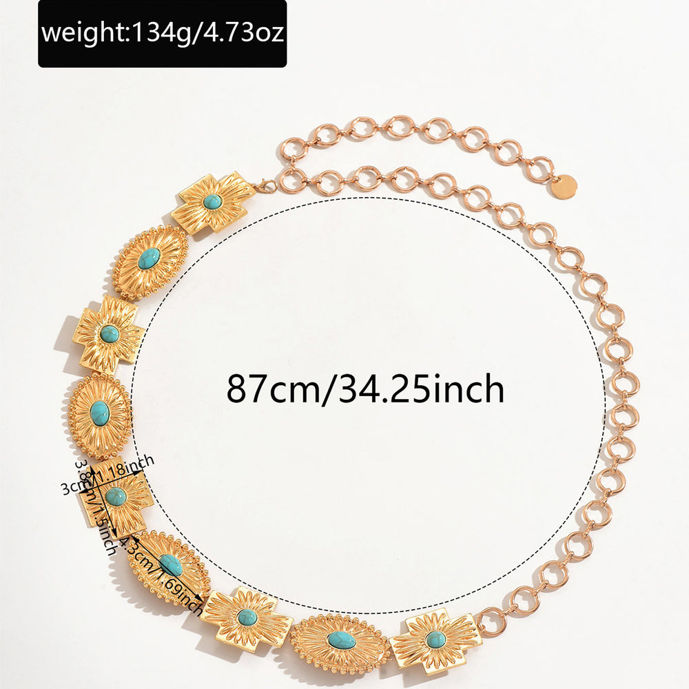 Bohemian waist chain wholesale - cross-border hot seller - faux turquoise belt accessories - light luxury high-end jewelry - women's body chain