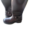 autumn new arrival: knight boots, long boots, leather buckle detail, mid-calf motorcycle boots, vintage western cowboy boots