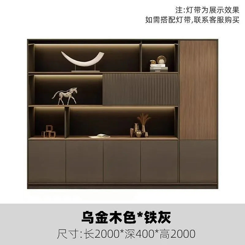 Office bookcase boss background cabinet file cabinet wooden information cabinet storage storage wall floor cabinet