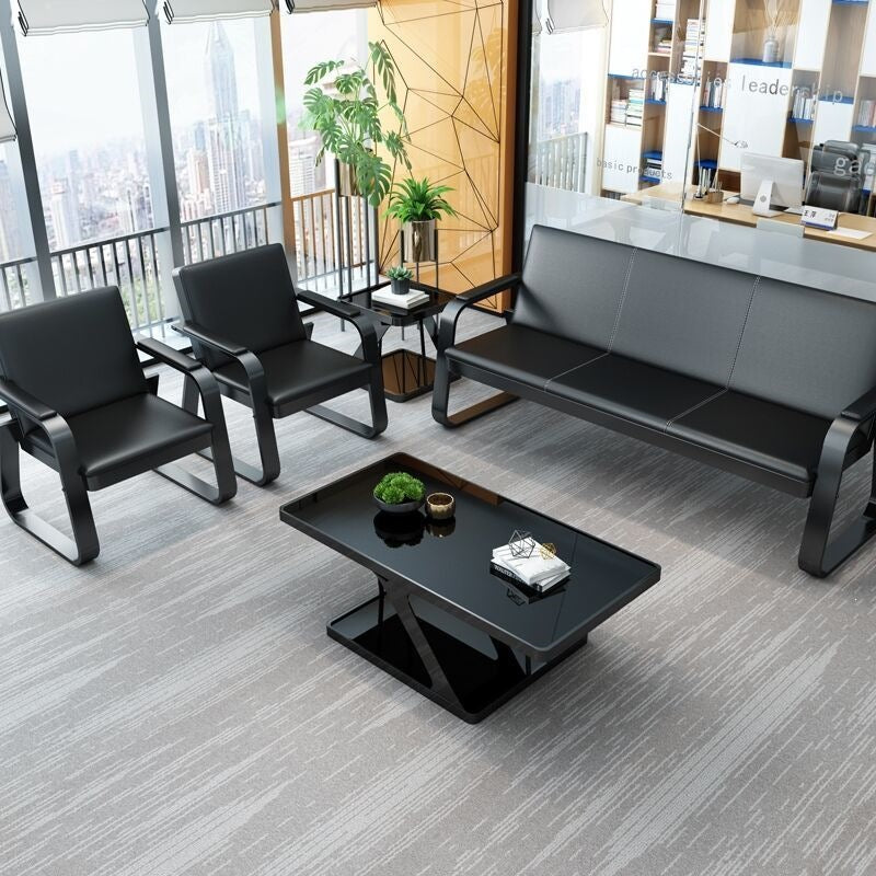 Business office sofa single three-person reception sofa coffee table combination suitcasemodern iron sofa