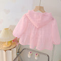 Korean style baby girl summer outfit  new children's summer bowknot jacket little girl princess style hooded coat