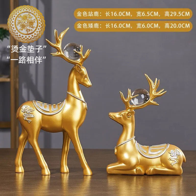 Lucky deer figurine - creative wine cabinet decoration for living room, office desk, home, housewarming gift, moving-in gift