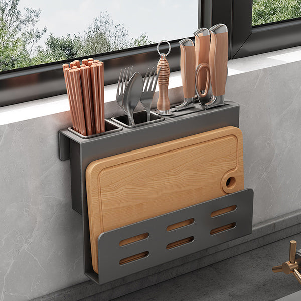 Knife holder Wall-mounted stainless steel kitchen knife Chopsticks cartridge cage Pot lid Cutting board Integrated multi-functional storage Kitchen rack