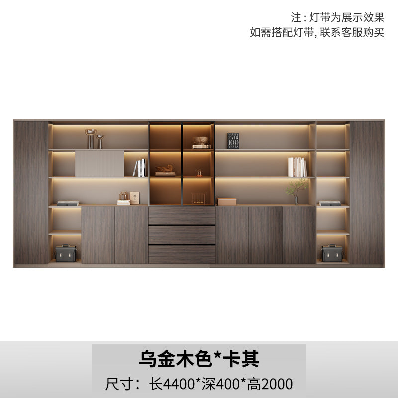 New chinoiserie office file cabinet wooden bookcase boss table background cabinet wall-mounted floor-standing five or six-door cabinetaccessible luxury