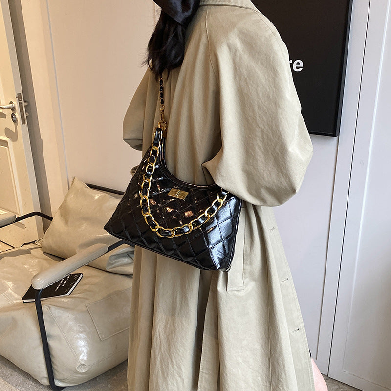 Rhombus embroidery thread small bag women's 2025 new autumn and winter versatile messenger bag fashion one shoulder underarm dumpling bag