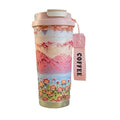 New arrival high-looking lily of the valley coffee cup stainless steel liner thermos cup double drink portable straw water cup goddess cup