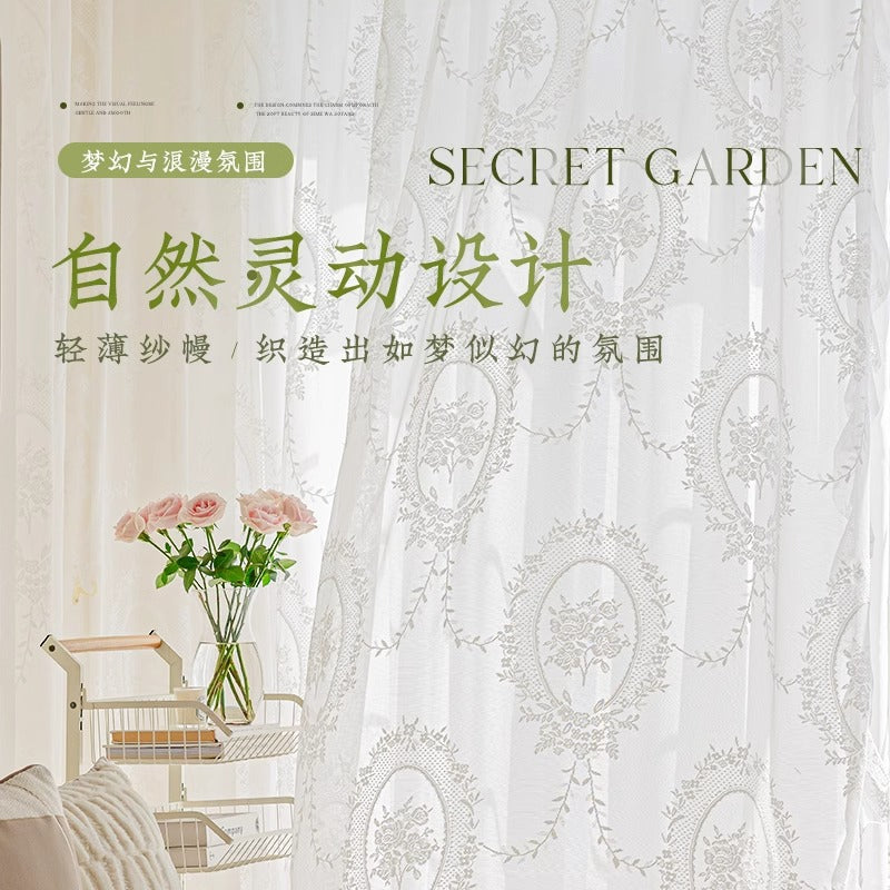 French princess style window screen classy romantic gauze curtain light-proof and opaque children's room gauze curtain shaoxing keqiao curtain