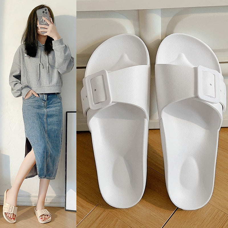 Boken large-size slippers women's new Korean version of sandals to wear outside, casual home one-word drag soft-soled comfortable sandals size 43