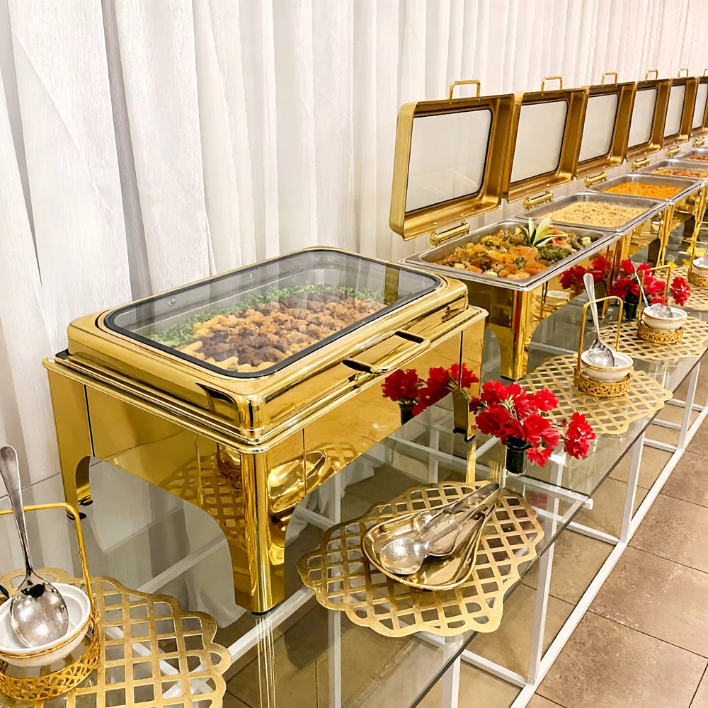 Golden luxury buffet warmer - cross-border exclusive chafing dish - stainless steel food warmer for hotels and weddings
