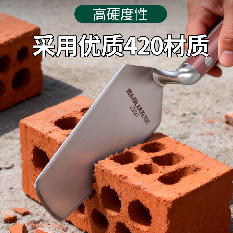 Stainless steel bricklaying knife, bricklayer cutting bricks, thickened double-sided splitting knife, construction site house covering tool, brick breaking tool, tile knife