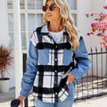 European and american style women's clothing cross-border e-commerce new arrival  independent website washed black and white plaid casual denim long sleeve jacket