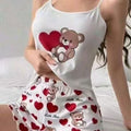 hot-selling new printed camisole top, cartoon printed shorts, loungewear, pure and alluring lingerie sleepwear