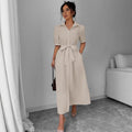 spring/summer european and american cross-border solid color elegant casual dress