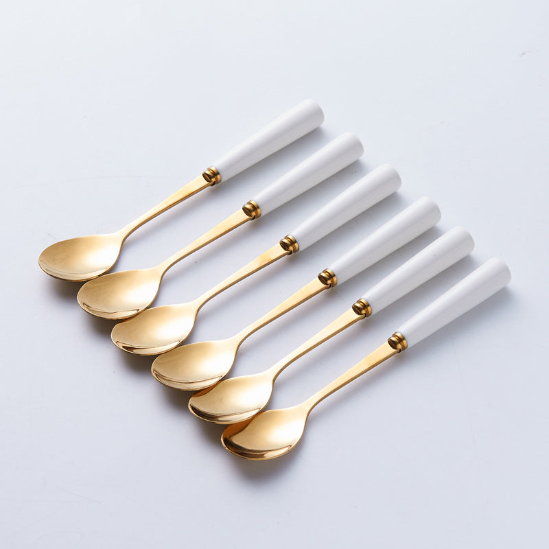 Nordic fruit fork spoon for home stainless steel fruit pick coffee spoon ceramic storage jar suit high-end mooncake knife and fork