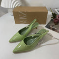 Za summer new women's shoes 2024 brown french chic open-back high heel mules low-mid heel pointed toe sandals