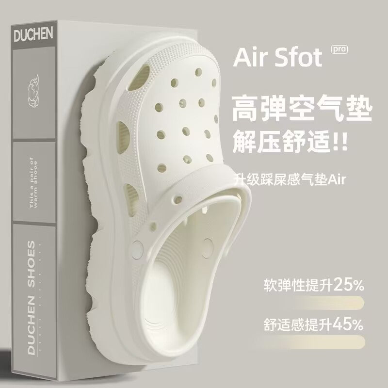Pregnant women's high heels non-slip soft bottom crocs women's 2025new arrivaloutwearsummerpvcthick sole toe cap slippers
