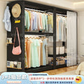 Steel wardrobe open wardrobe for home bedroom floor standing coat rack hole board simple steel wardrobe
