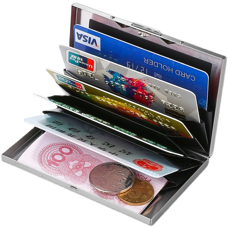 Metal anti-theft brush anti-degaussing card bag Large capacity multi-card position business card bag Card bag Shielded NFC card box Card holder