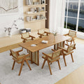 Japanese solid wood dining table for home small apartment wabi-sabi style rattan dining chair table rectangular scandinavian dining table and chair combination