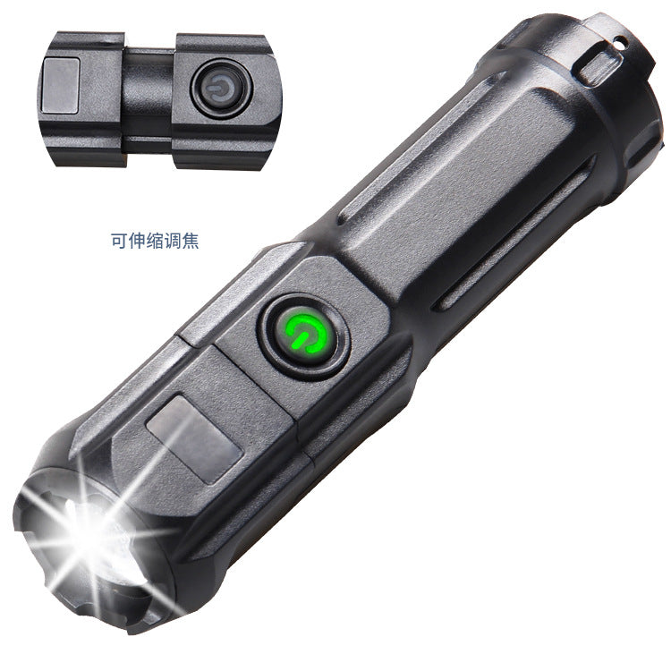 Cross-border USB charging telescopic zoom mini LED flashlight outdoor super bright mini portable small flashlight outdoor