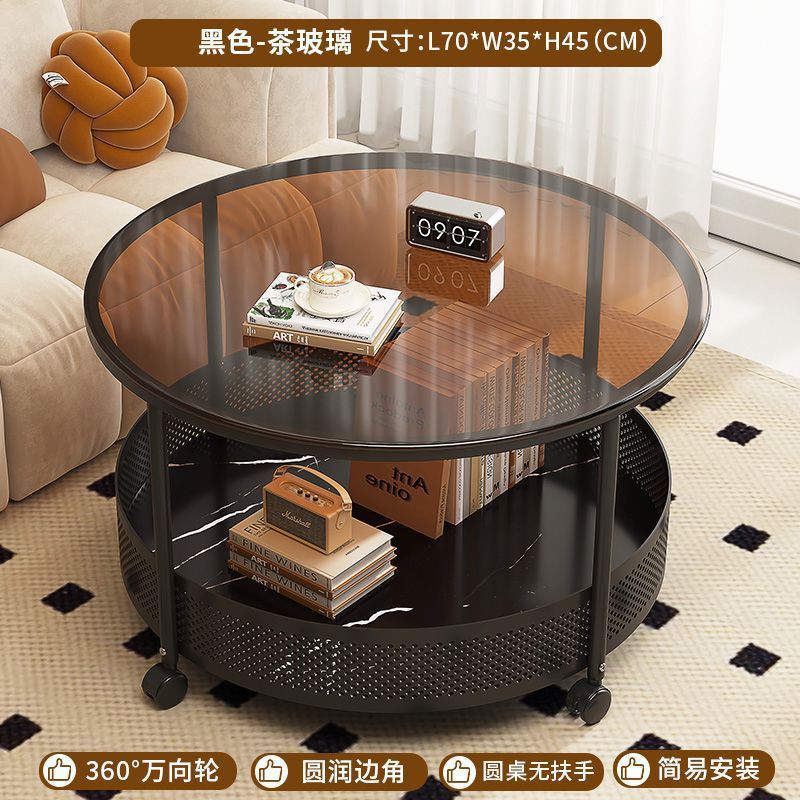 Cream style movable coffee table small apartment living room sofa side cabinet side coffee table simple modern storage trolley
