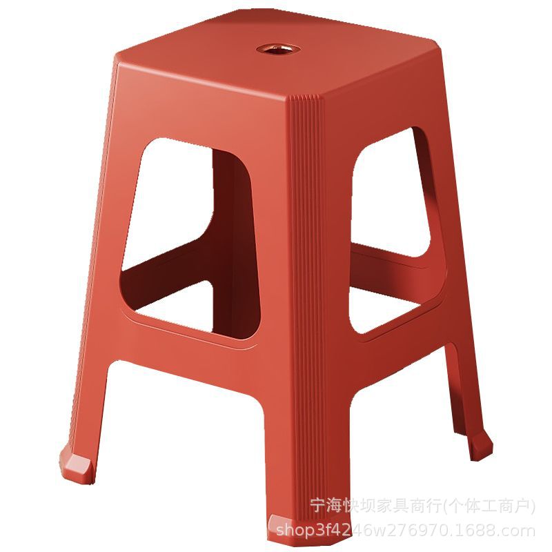 Living room dining table stool thickened plastic for home adult stackable high stool housewarming new home wedding red stool