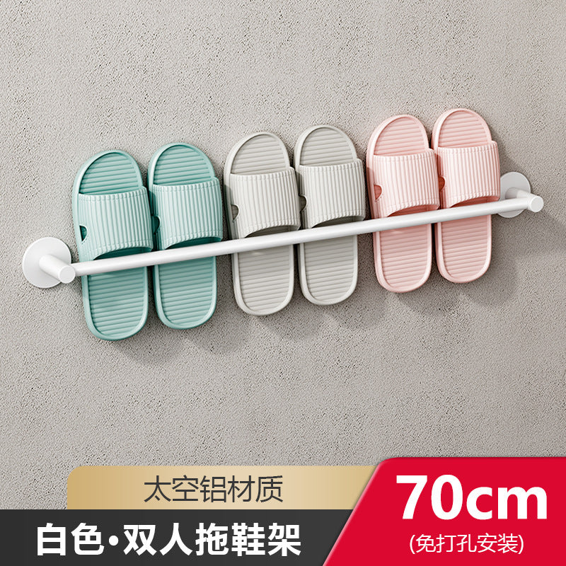 White bathroom slipper rack toilet non-punching space aluminum toilet wall-mounted drain rack shoe storage rack