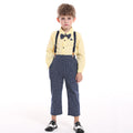 Children's spring outfit: boy's cotton korean style shirt, overalls, and bow tie set - wholesale available, perfect for first birthday celebrations