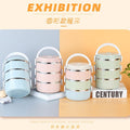 304 stainless steel multi-layer insulated lunch box, rectangular portable sealed meal container, student double-layer divided bento box