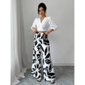cross-border new women's fashion printed set, elegant two-piece outfit