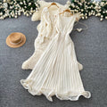 French chic v-neck lace top & high-waisted tank pleated dress two-piece set - autumn elegant & luxe