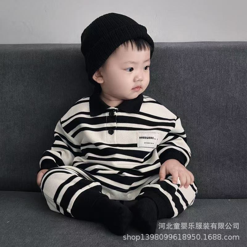 Baby boy romper - new spring/autumn collection - infant clothing - autumn polo collar - long sleeve outfit for infants and toddlers