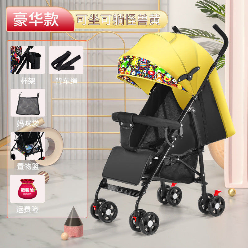 Baby stroller can sit or lie down baby lightweight foldable simple ultra-small kids walking portable umbrella stroller push summer