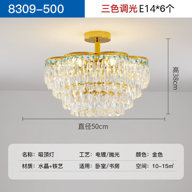 French light luxury bedroom chandelier living room lamp modern crystal lamp high-end luxury villa dining room lamp Zhongshan lighting