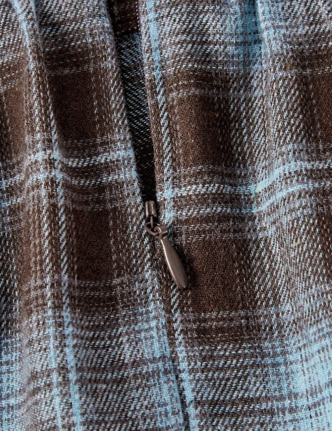 plaid pleated casualpreppy style skirt blue plaid autum skirt